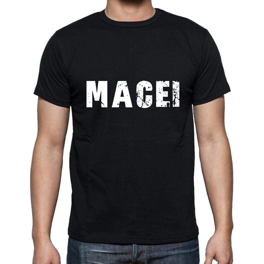 Macei Mens Short Sleeve Round Neck T-Shirt 5 Letters Black Word 00006 - Casual