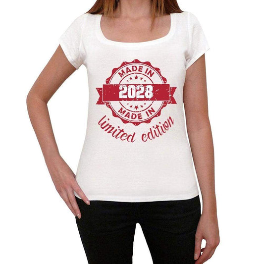 Made In 2028 Limited Edition Womens T-Shirt White Birthday Gift 00425 - White / Xs - Casual