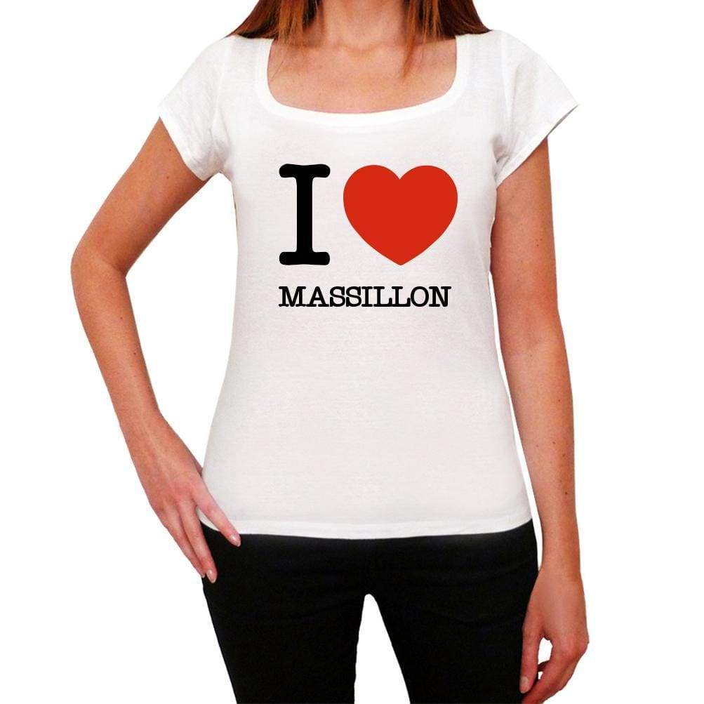 Massillon I Love Citys White Womens Short Sleeve Round Neck T-Shirt 00012 - White / Xs - Casual