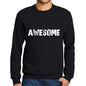 Mens Printed Graphic Sweatshirt Popular Words Awesome Deep Black - Deep Black / Small / Cotton - Sweatshirts