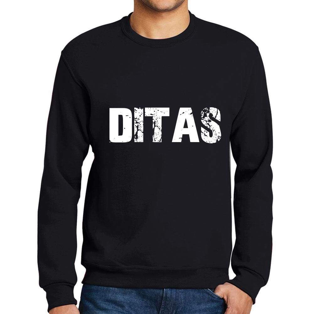 Mens Printed Graphic Sweatshirt Popular Words Ditas Deep Black - Deep Black / Small / Cotton - Sweatshirts