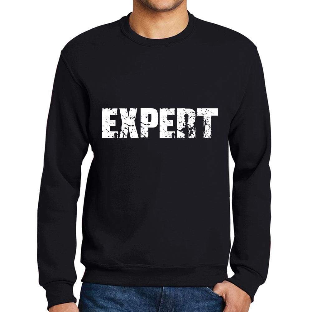 Mens Printed Graphic Sweatshirt Popular Words Expert Deep Black - Deep Black / Small / Cotton - Sweatshirts