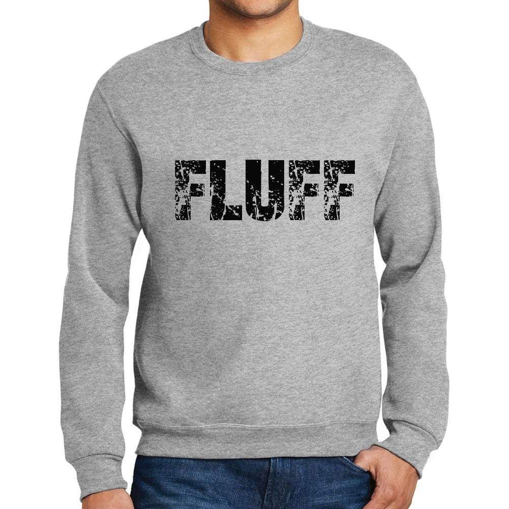 Mens Printed Graphic Sweatshirt Popular Words Fluff Grey Marl - Grey Marl / Small / Cotton - Sweatshirts