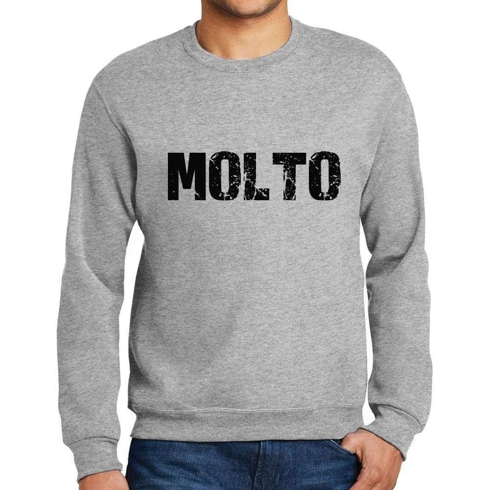 Mens Printed Graphic Sweatshirt Popular Words Molto Grey Marl - Grey Marl / Small / Cotton - Sweatshirts