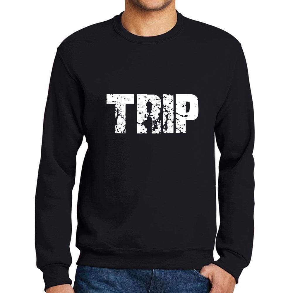 Men’s <span>Printed</span> <span>Graphic</span> Sweatshirt Popular Words TRIP Deep Black - ULTRABASIC