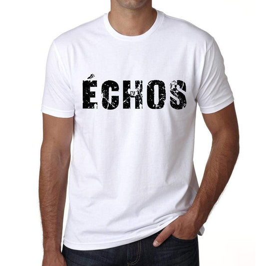 Mens Tee Shirt Vintage T Shirt Échos X-Small White 00561 - White / Xs - Casual