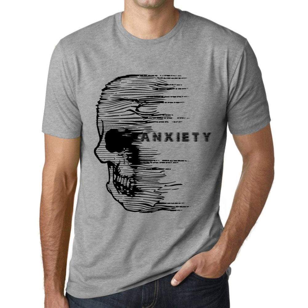 Mens Vintage Tee Shirt Graphic T Shirt Anxiety Skull Anxiety Grey Marl - Grey Marl / Xs / Cotton - T-Shirt