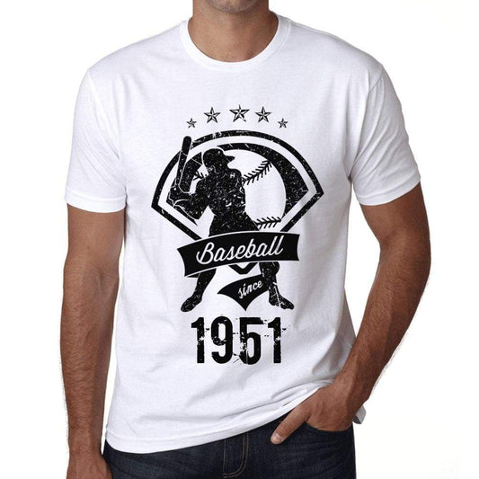 Mens Vintage Tee Shirt Graphic T Shirt Baseball Since 1951 White - White / Xs / Cotton - T-Shirt
