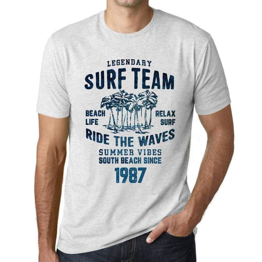 Mens Vintage Tee Shirt Graphic T Shirt Surf Team 1987 Vintage White - Vintage White / Xs / Cotton - T-Shirt