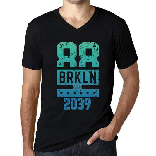 Mens Vintage Tee Shirt Graphic V-Neck T Shirt Brkln Since 2039 Black - Black / S / Cotton - T-Shirt