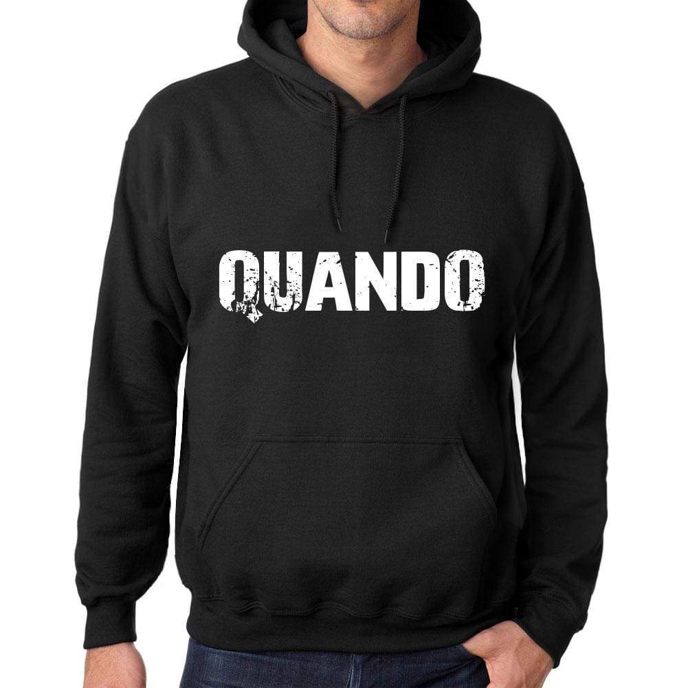 Mens Womens Unisex Printed Graphic Cotton Hoodie Soft Heavyweight Hooded Sweatshirt Pullover Popular Words Quando Deep Black - Black / Xs /