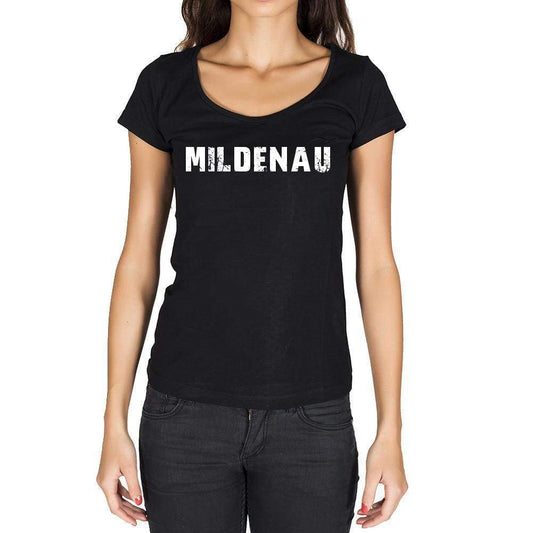 Mildenau German Cities Black Womens Short Sleeve Round Neck T-Shirt 00002 - Casual