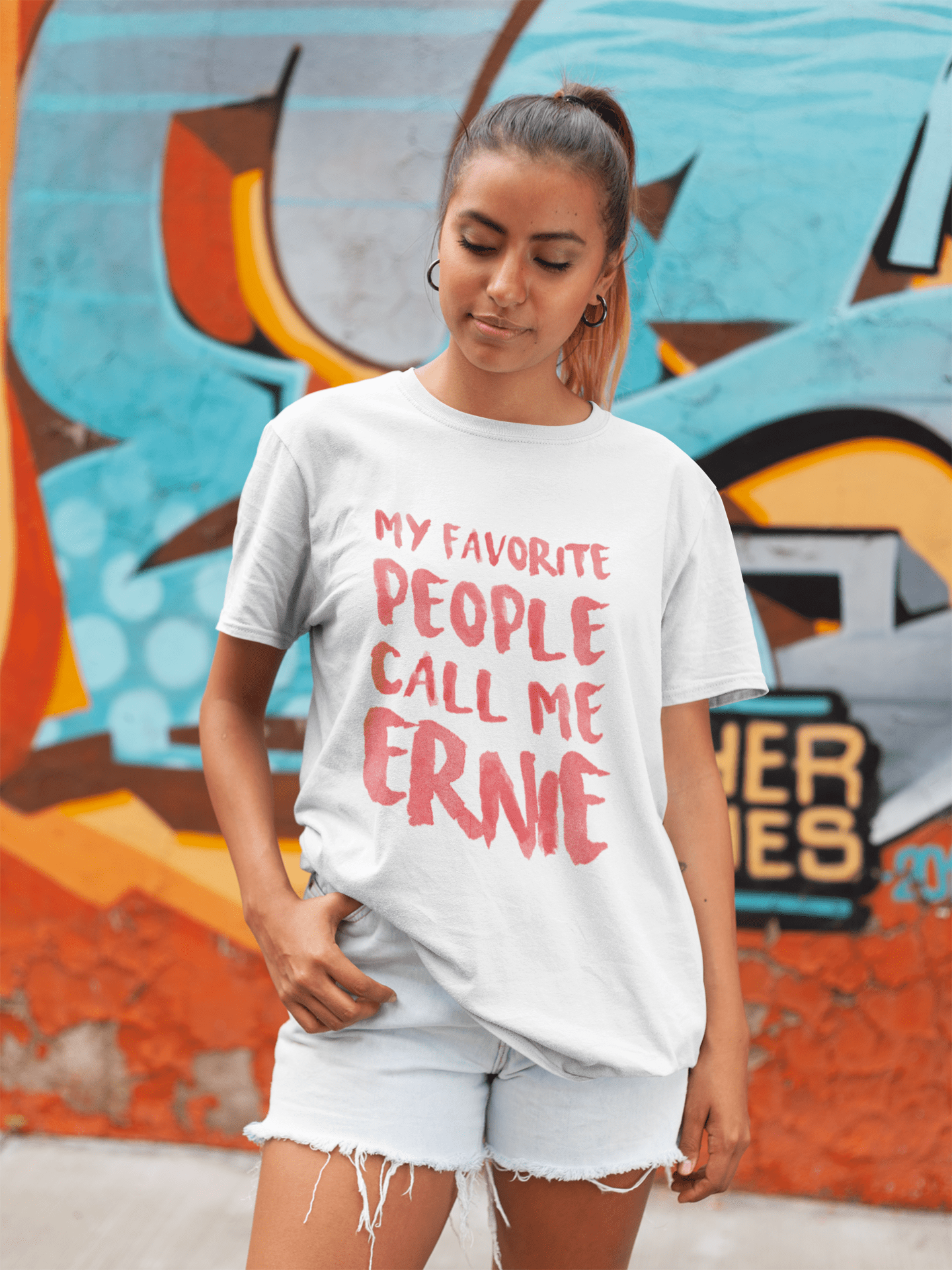 My favorite people call me Ernie , White, Women's Short Sleeve Round Neck T-shirt, gift t-shirt 00364