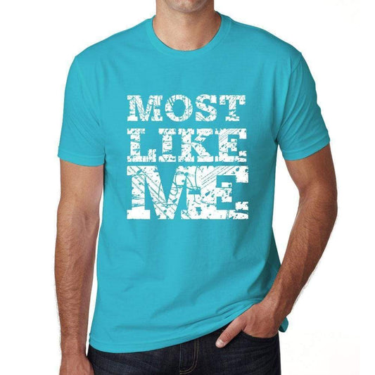 Most Like Me Blue Mens Short Sleeve Round Neck T-Shirt - Blue / S - Casual