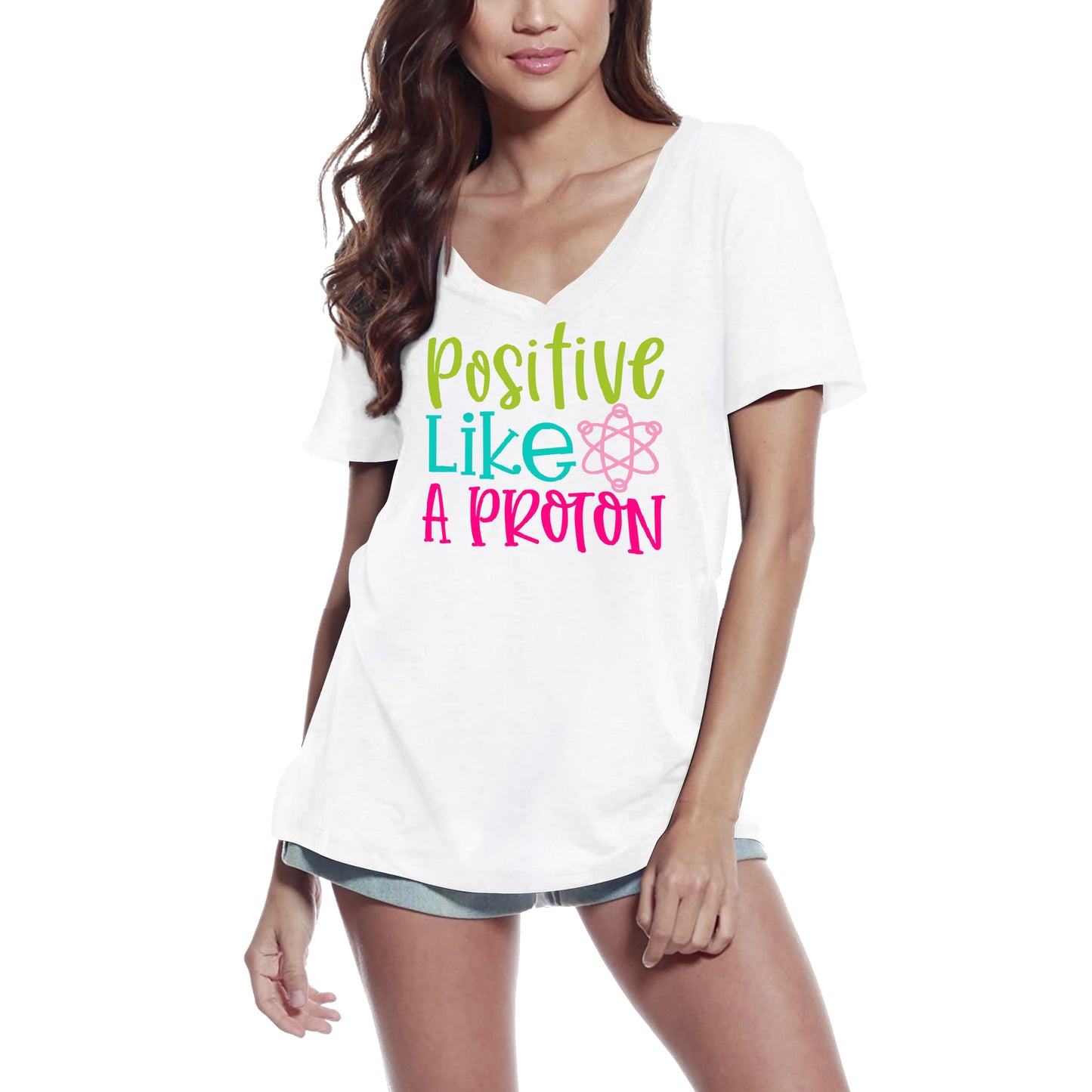 ULTRABASIC Women's T-Shirt Positive Like A Proton - Short Sleeve Tee Shirt Tops