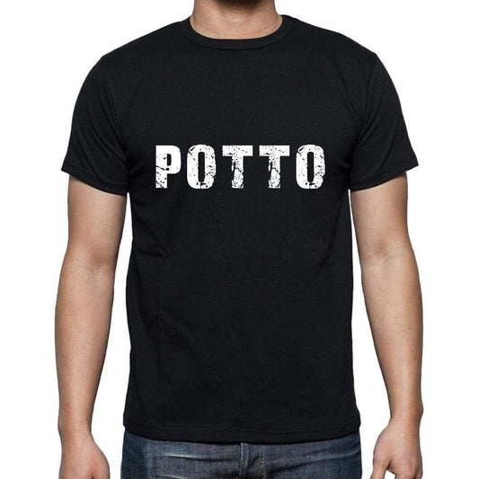 Potto Mens Short Sleeve Round Neck T-Shirt 5 Letters Black Word 00006 - Casual