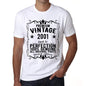 Premium Vintage Year 2001 White Mens Short Sleeve Round Neck T-Shirt Gift T-Shirt 00349 - White / Xs - Casual