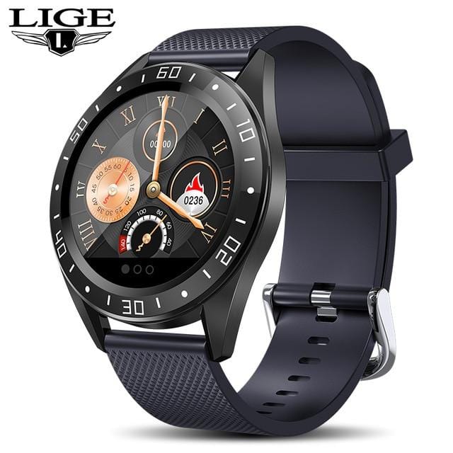 LIGE 2020 New Smart Watch Men LED Screen Heart Rate Monitor Blood Pressure Fitness tracker Sport Watch waterproof Smartwatch+Box