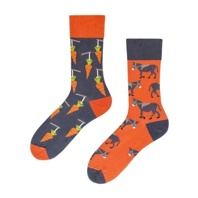 1Pair Male Crew Socks Men Casual Socks Cotton Unique Cartoon Animal Funny Cute Cool Unisex Socks Mid Length Asymmetric AB Socks