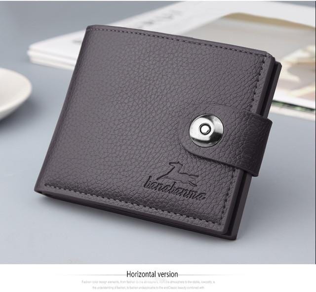 Men's wallet Short horizontal NEW wallets men British casual multi-function card bag Magnetic buckle Retro triangle folding 644