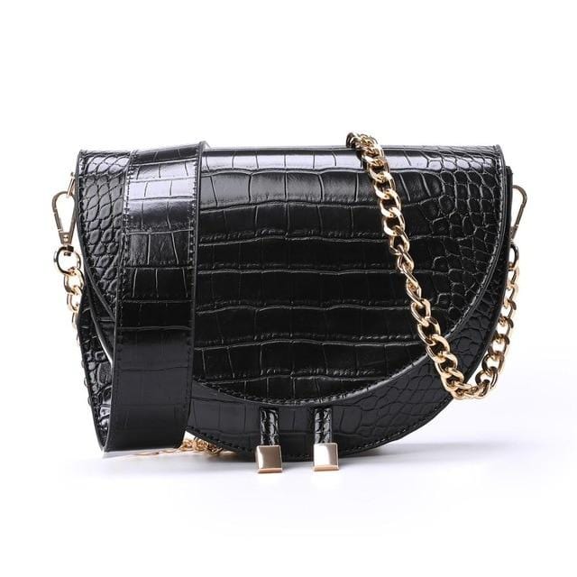 NIGEDU Women Crossbody Bag Fashion Crocodile Semicircle Saddle Bags PU Leather Shoulder Bags for female Handbags designer bolsas