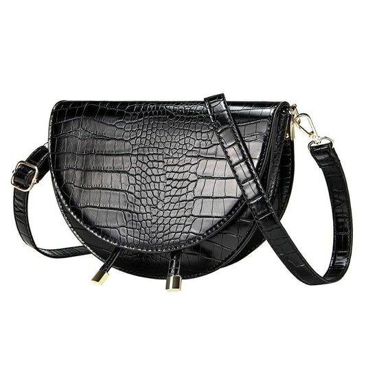 Crocodile Pattern Crossbody Bags for Women Half Round Messenger Bag Pu Leather Luxury Handbags Women Bags Designer Shoulder Bag