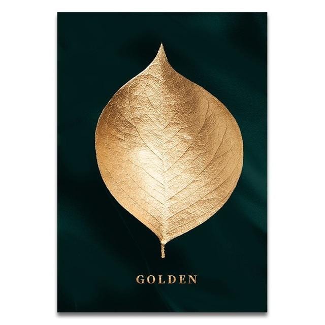 Abstract Golden Plant Leaves Picture Wall Poster Modern Style Canvas Print Painting Art Aisle Living Room Unique Decoration