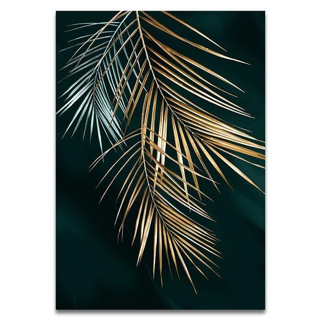 Abstract Golden Plant Leaves Picture Wall Poster Modern Style Canvas Print Painting Art Aisle Living Room Unique Decoration