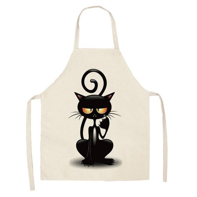 1Pcs Kitchen Apron Cute Cartoon Cat Printed Sleeveless Cotton Linen Aprons for Men Women Home Cleaning Tools 53*65cm WQ0029