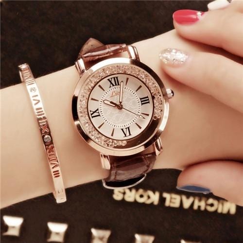 Women's Watch Luxury Roman Numeral Fashion Dress Watches Woman 2018 Leather Quartz Rhinestone Ladies Wristwatch Montres Femme