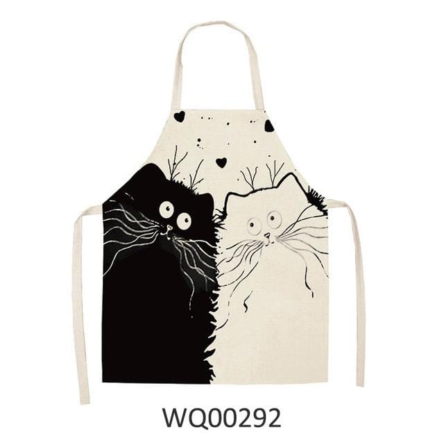 Cute cartoon cat print kitchen apron waterproof apron cotton linen easy to clean home tools 12 styles to choose from-Apron-Ultrabasic