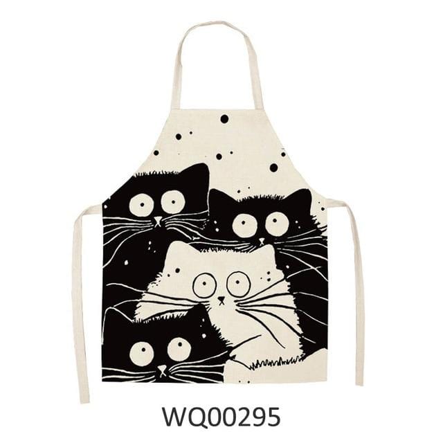 Cute cartoon cat print kitchen apron waterproof apron cotton linen easy to clean home tools 12 styles to choose from-Apron-Ultrabasic