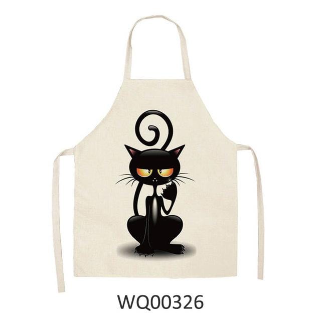 Cute cartoon cat print kitchen apron waterproof apron cotton linen easy to clean home tools 12 styles to choose from-Apron-Ultrabasic