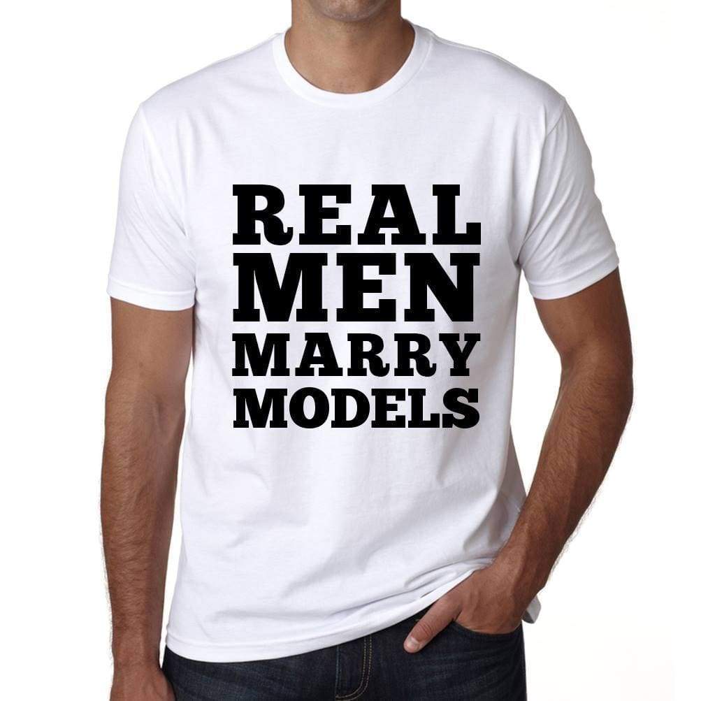 Real Men Marry Models Mens Short Sleeve Round Neck T-Shirt - White / S - Casual