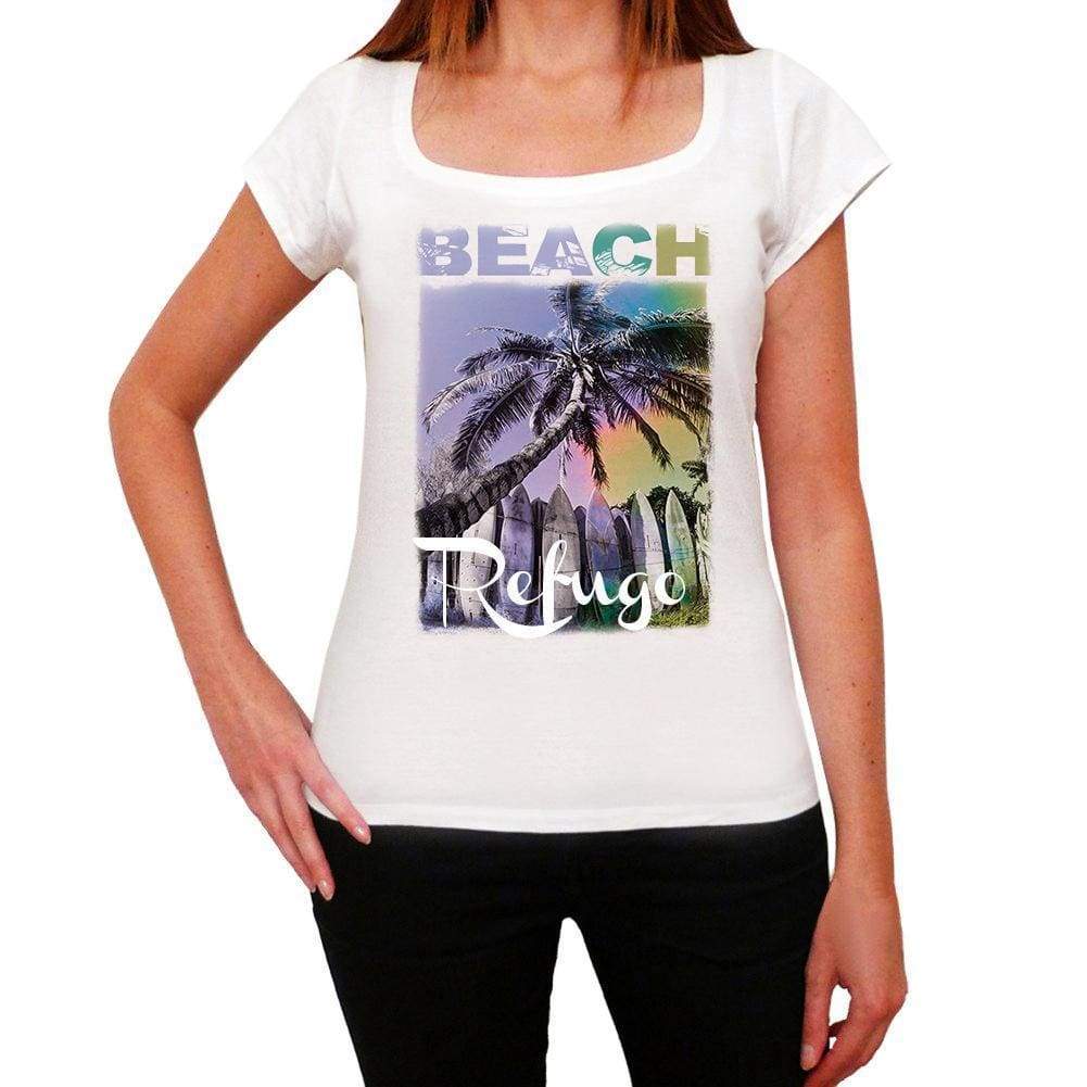 Refugo Beach Name Palm White Womens Short Sleeve Round Neck T-Shirt 00287 - White / Xs - Casual