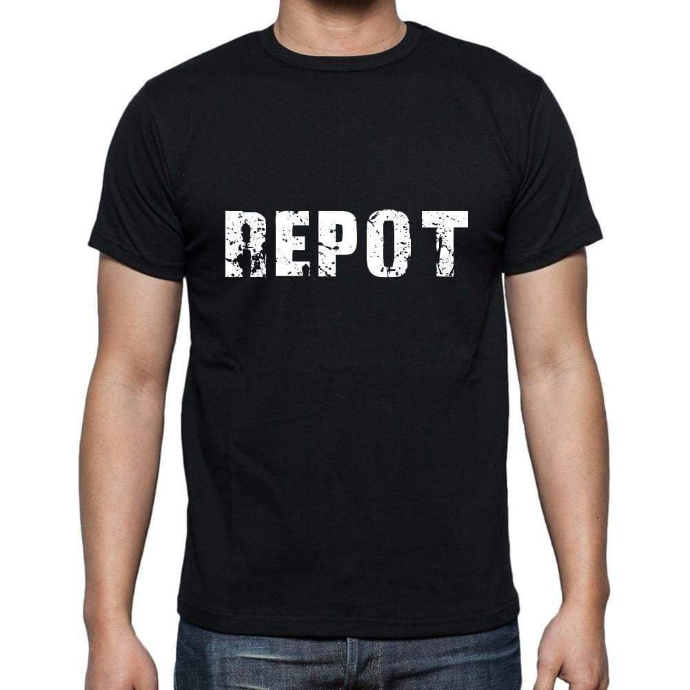 Repot Mens Short Sleeve Round Neck T-Shirt 5 Letters Black Word 00006 - Casual
