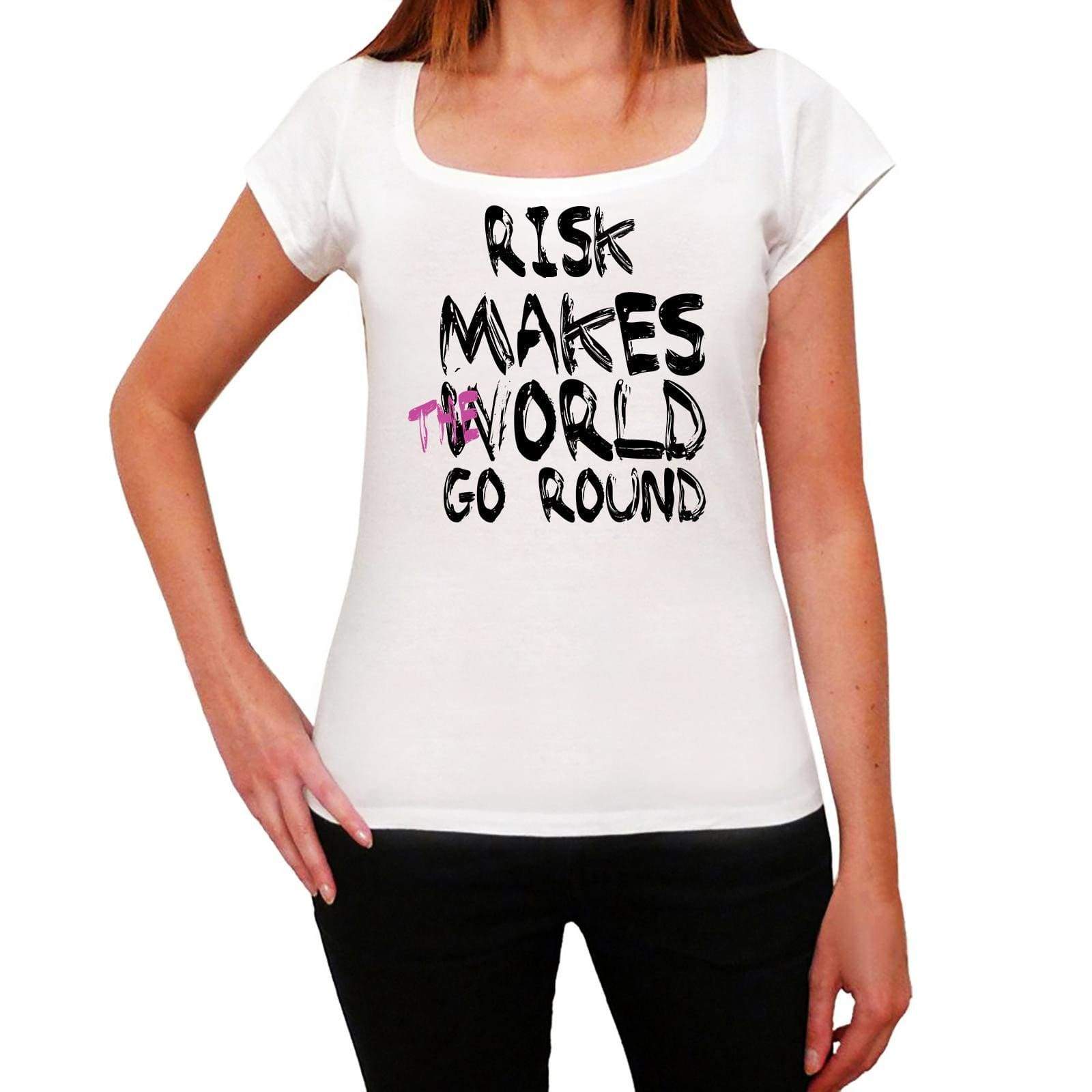 Risk World Goes Round Womens Short Sleeve Round White T-Shirt 00083 - White / Xs - Casual