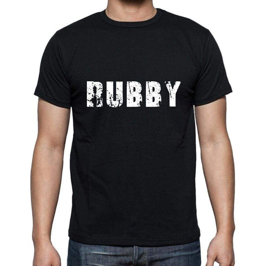 Rubby Mens Short Sleeve Round Neck T-Shirt 5 Letters Black Word 00006 - Casual