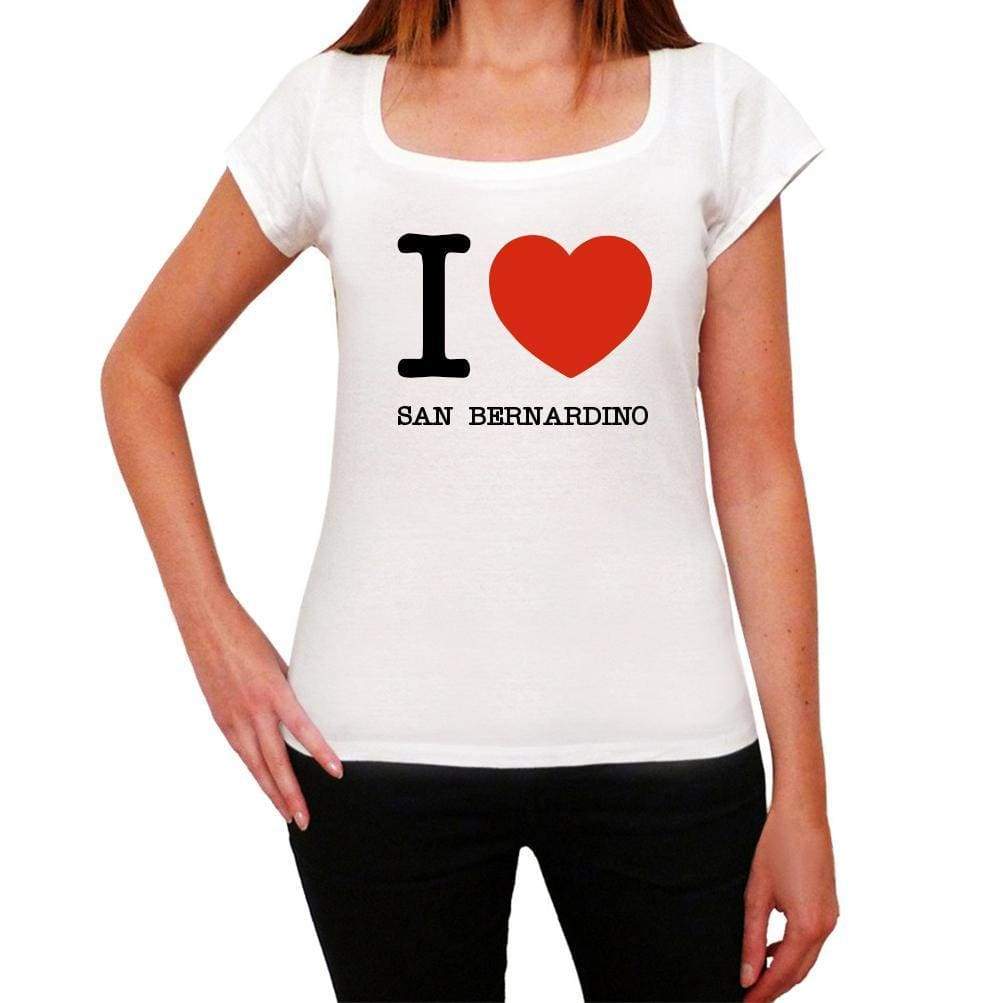San Bernardino I Love Citys White Womens Short Sleeve Round Neck T-Shirt 00012 - White / Xs - Casual