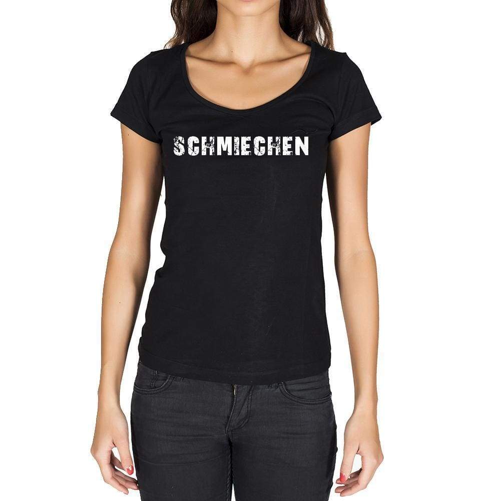 Schmiechen German Cities Black Womens Short Sleeve Round Neck T-Shirt 00002 - Casual