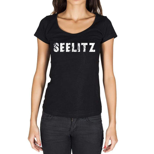 Seelitz German Cities Black Womens Short Sleeve Round Neck T-Shirt 00002 - Casual