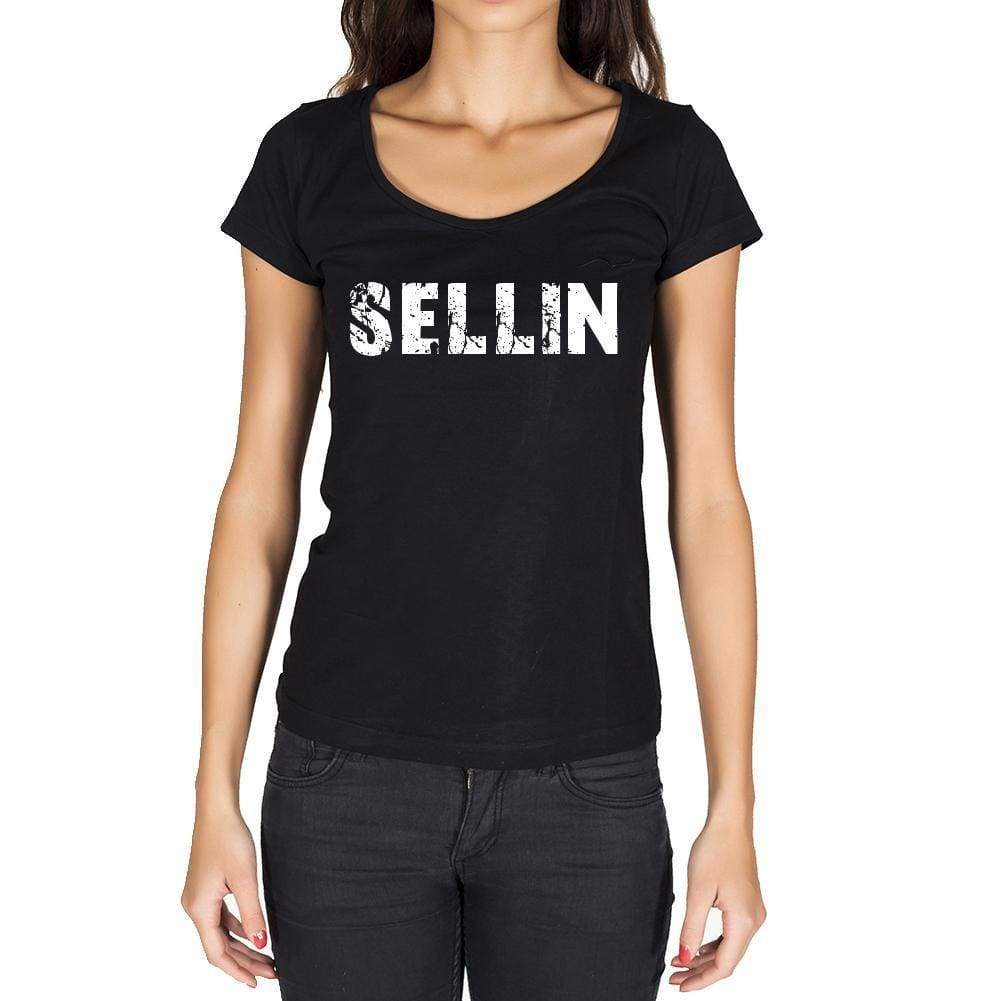 Sellin German Cities Black Womens Short Sleeve Round Neck T-Shirt 00002 - Casual