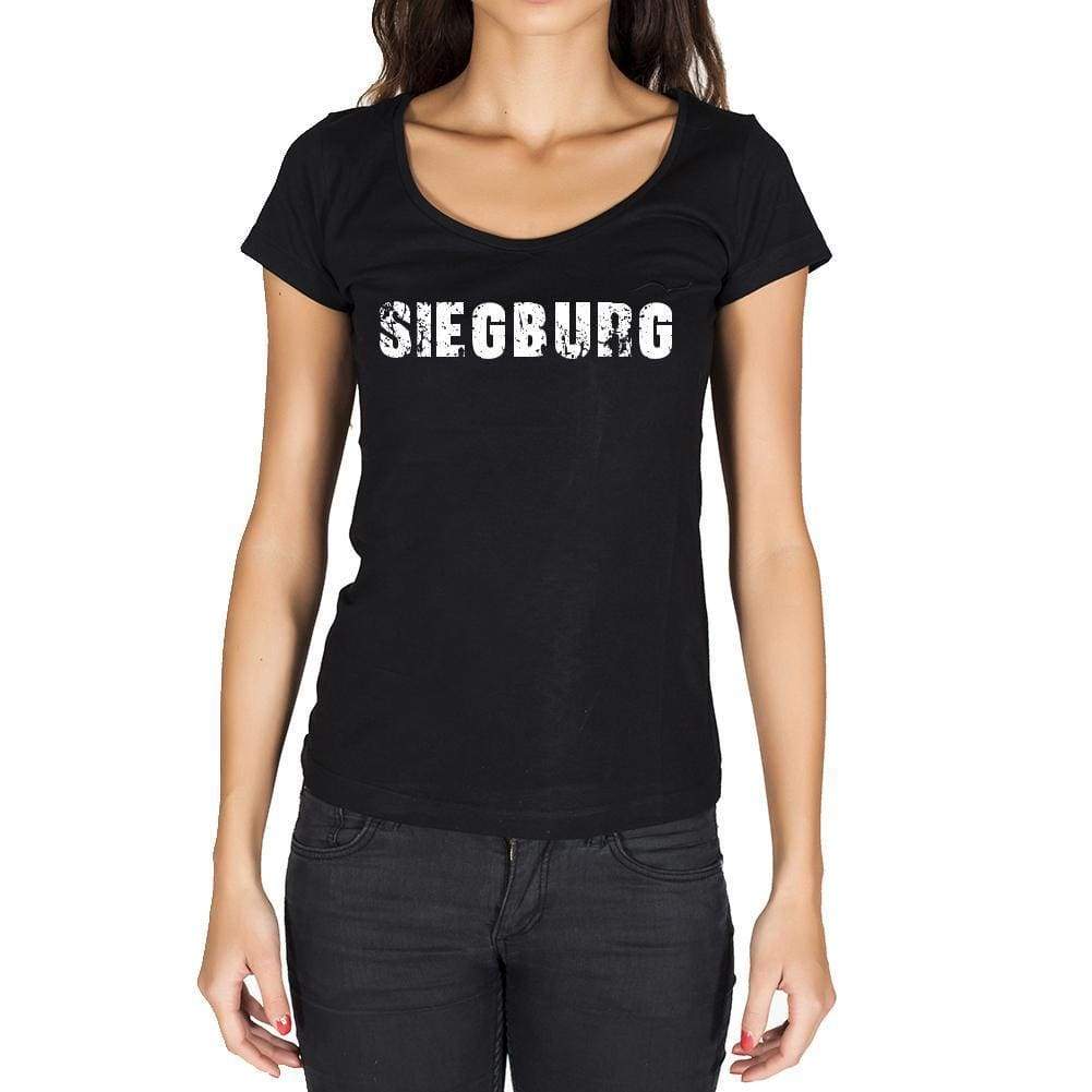Siegburg German Cities Black Womens Short Sleeve Round Neck T-Shirt 00002 - Casual