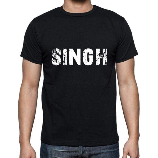 Singh Mens Short Sleeve Round Neck T-Shirt 5 Letters Black Word 00006 - Casual