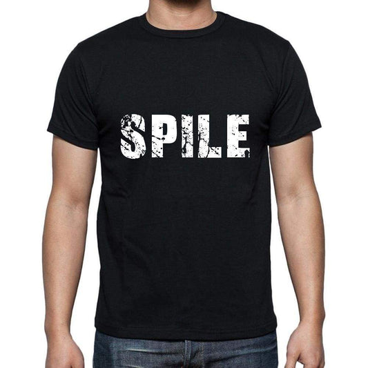 Spile Mens Short Sleeve Round Neck T-Shirt 5 Letters Black Word 00006 - Casual