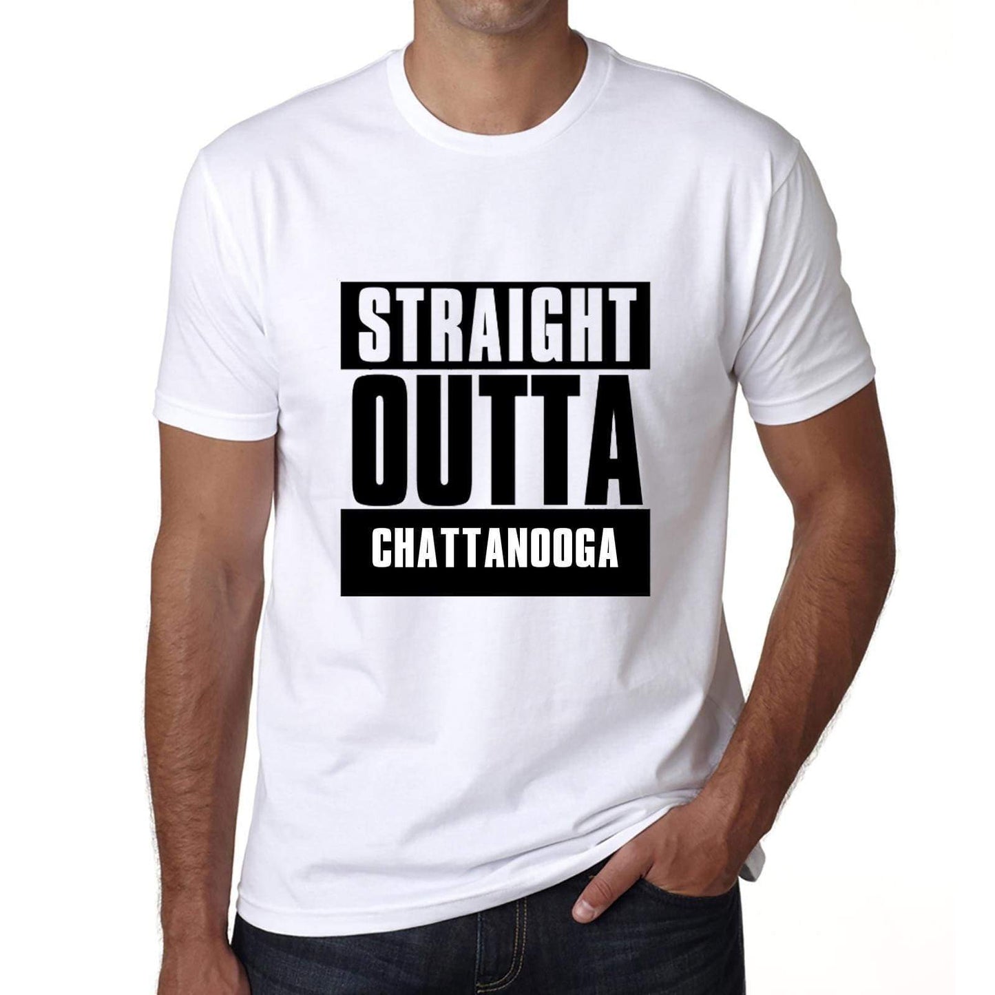 Straight Outta Chattanooga Mens Short Sleeve Round Neck T-Shirt 00027 - White / S - Casual