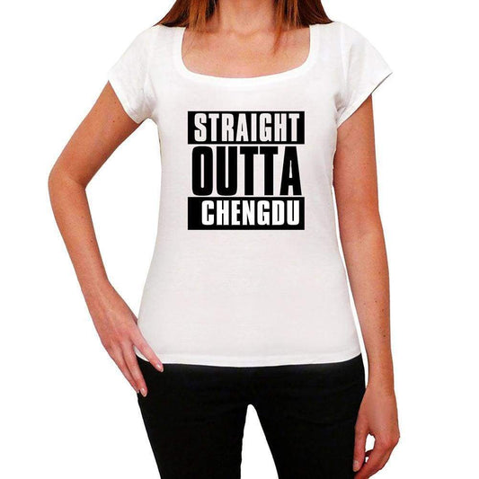 Straight Outta Chengdu Womens Short Sleeve Round Neck T-Shirt 00026 - White / Xs - Casual