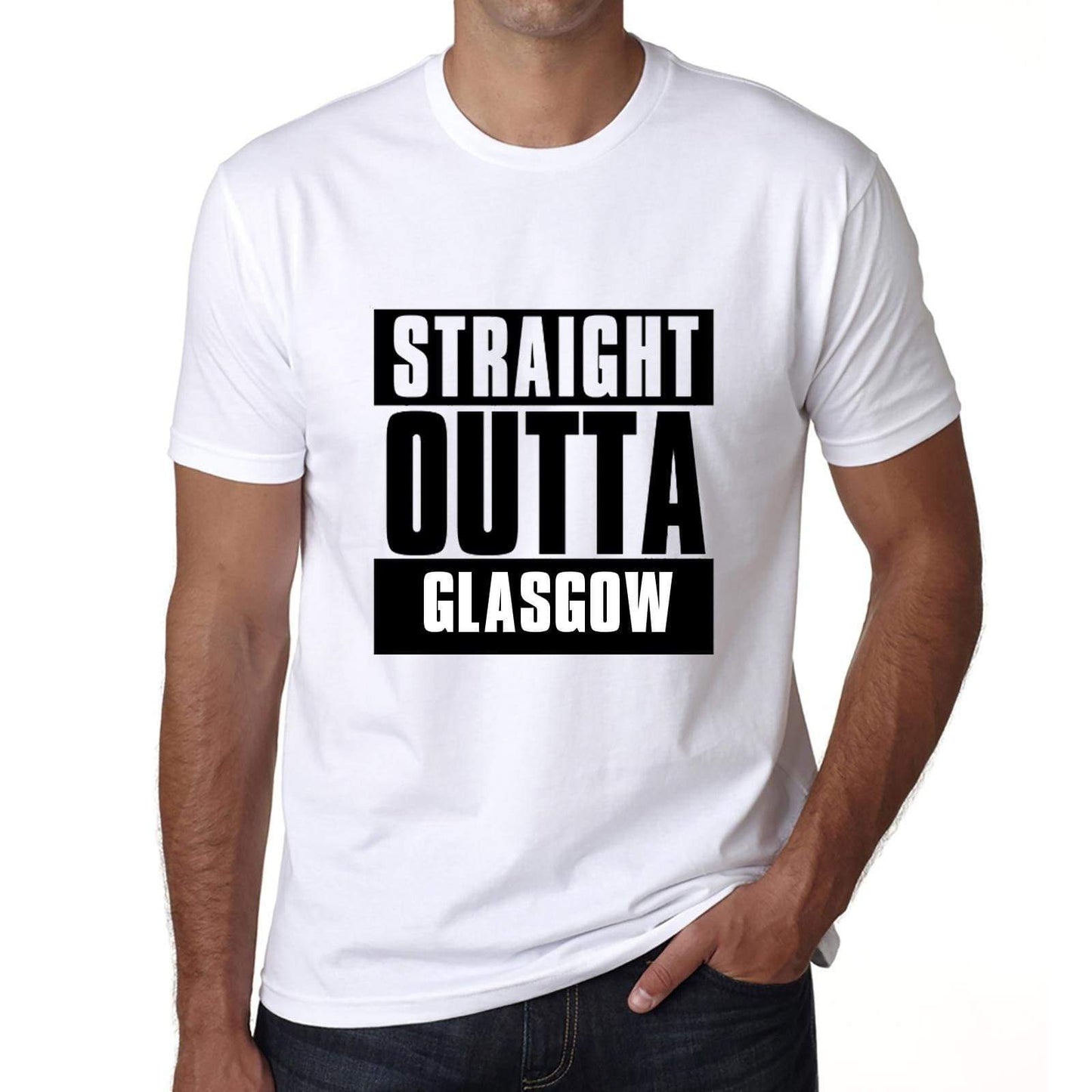 Straight Outta Glasgow Mens Short Sleeve Round Neck T-Shirt 00027 - White / S - Casual