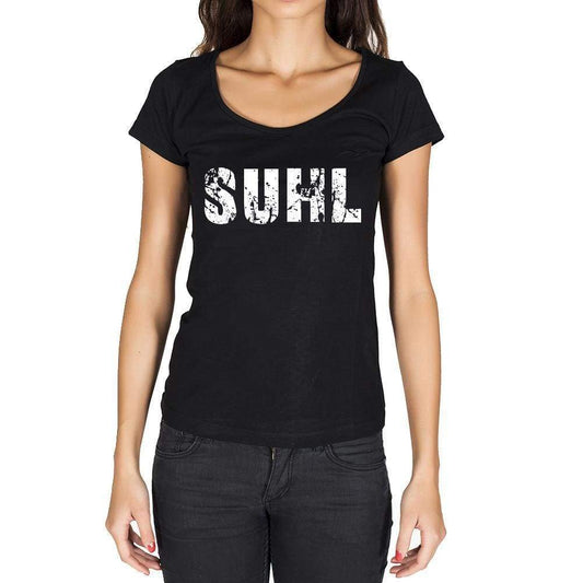 Suhl German Cities Black Womens Short Sleeve Round Neck T-Shirt 00002 - Casual