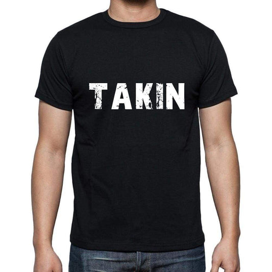 Takin Mens Short Sleeve Round Neck T-Shirt 5 Letters Black Word 00006 - Casual